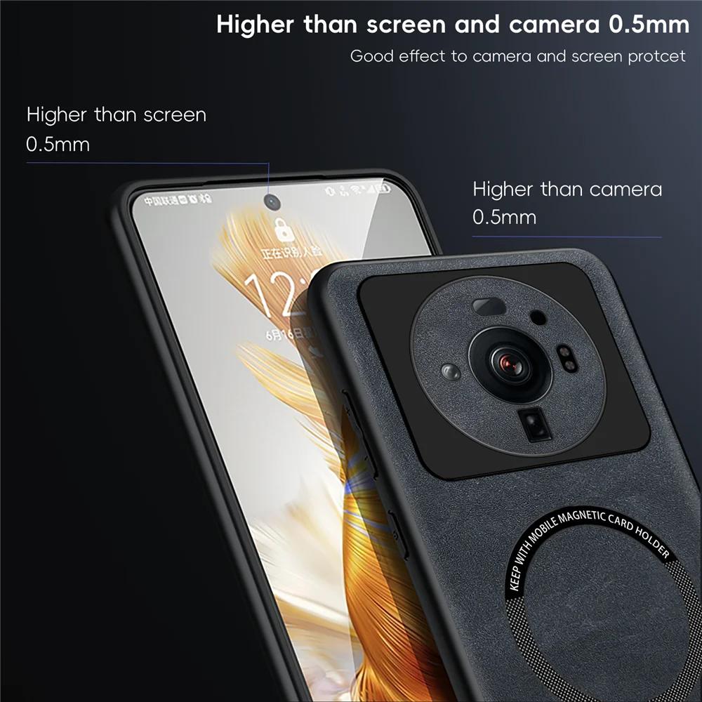 Магнитный ретро кожаный мягкий чехол для Xiaomi 12S Ultra 12SUltra 5G с беспроводной зарядкой, чехол-накладка для телефона
