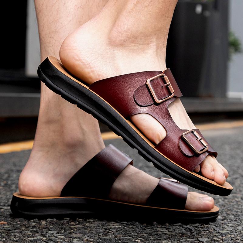 Fashion Beach Sandals Comfortable Men Bathroom Slippers Fashion Footwear Men's Flats Men Leather Shoes Flip-flops Summer Men Slippers