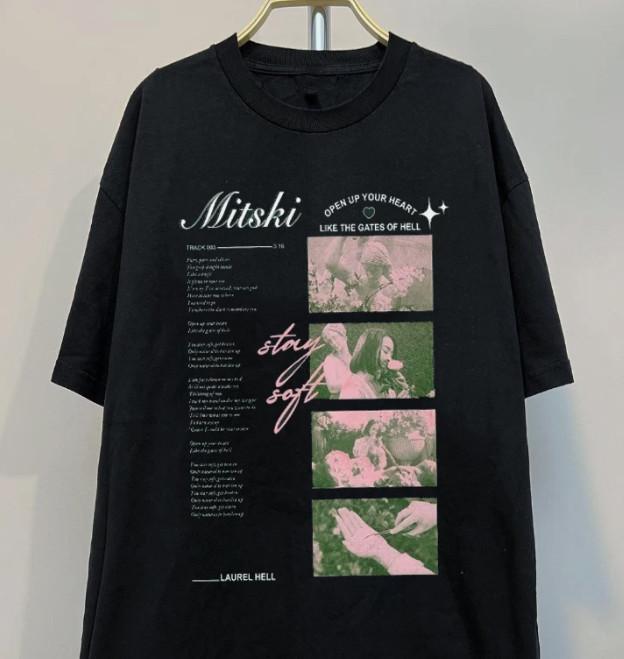Коллекция Mitski Хлопок Подарок Для Фаната Черный S2345XL Футболка Унисекс Футболка