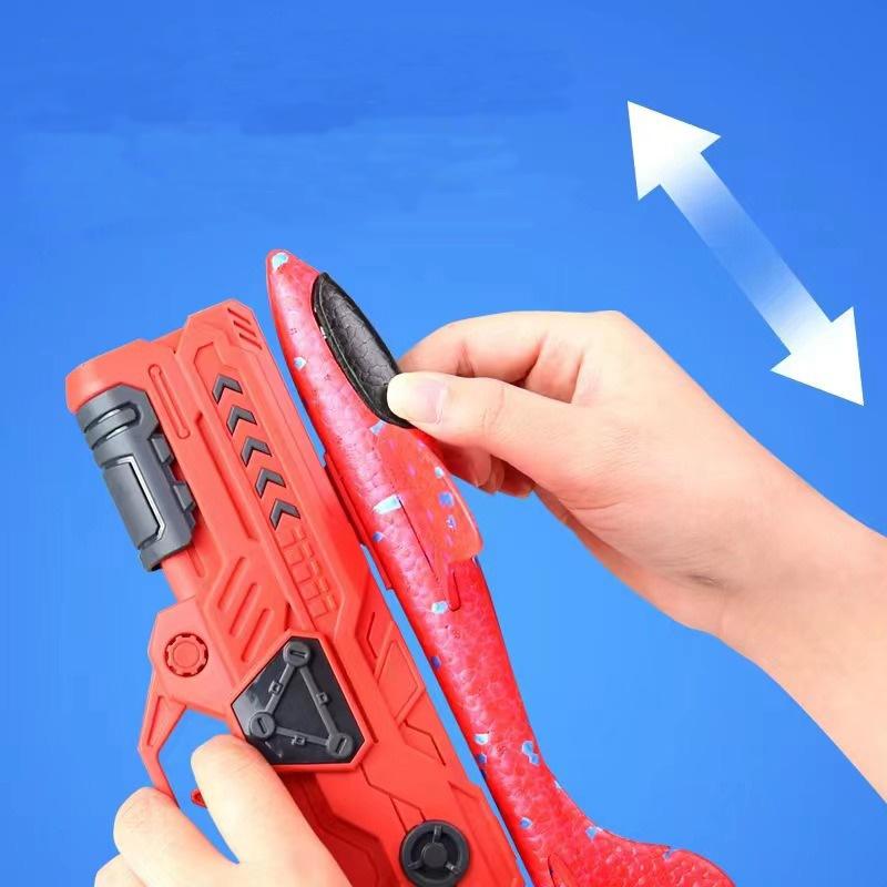 Children'S Outdoor Three In One Foam Soft Elastic Toy Gun, Hand Thrown Ejection Aircraft Suit, Foam Aircraft Color Random