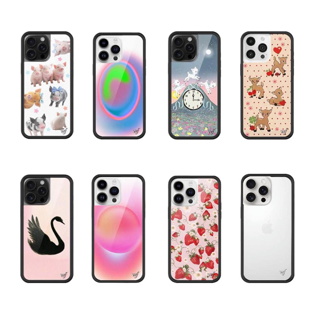 Wildflower New Strawberry Lamb Phone Case for iPhone 12 13 14 15 16 Plus 17 Pro Max 3D WF Cute Deer Pig Clean Cartoon cover case
