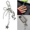 Star Bowknot Charm Keychain Handmade Key Chain for Men Women Detachable Phone Chain Sweet Cool Jewelry for Backpack