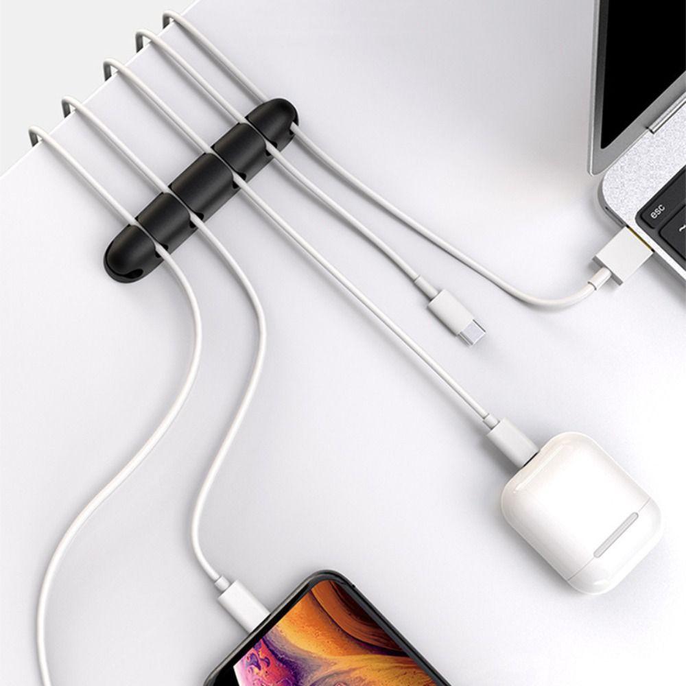 Силиконовый органайзер для кабелей с 3/4/6/8 отверстиями, зажимы для укладки проводов, USB-устройство для намотки кабеля, офис