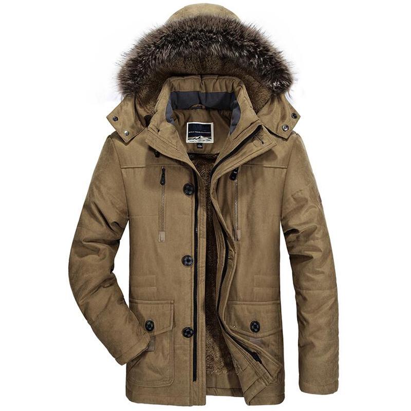 Winter Jacket Men's Plus Size Cotton Padded Warm Parka Coat Casual  Hooded Fleece Long Male Jacket Windbreaker