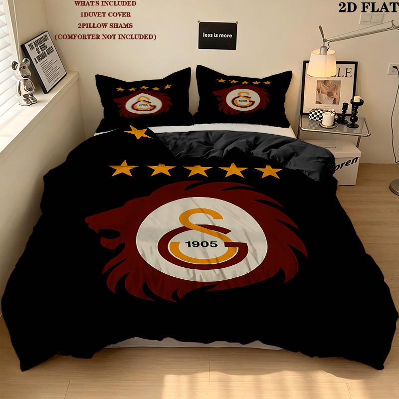 Galatasaray Sk Pattern Bedding Quilt Set Quilt Cover Pillowcase Home Birthday Gift(1 * duvet cover + 2 * pillowcase, without core)