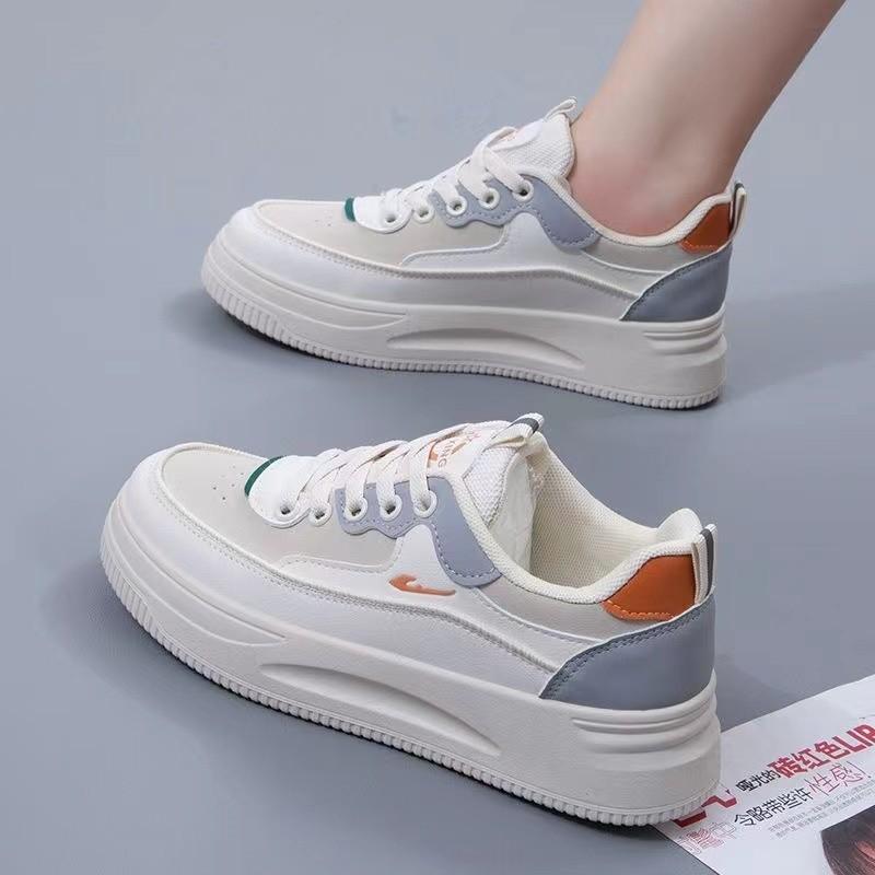 Весенне-осенние новые белые туфли, женская обувь, универсальные туфли для досок, дышащие кроссовки на платформе, модная спортивная обувь