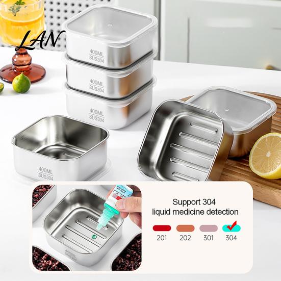 Reusable Food Holder 13.5oz Stainless Steel Lunch Box for Meal Prep, Stackable Container with Clear Airtight Lid Diet Control Portion Control,