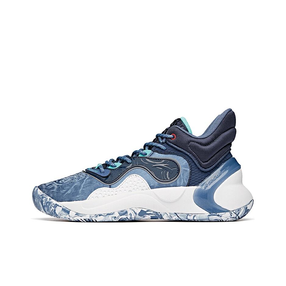 Anta Кроссовки для баскетбола Quick Decision Fabric Synthetic Leather Shock Absorbing Non-Slip Wear Resistance Mid Top Men sneakers Blue White 112041612-3