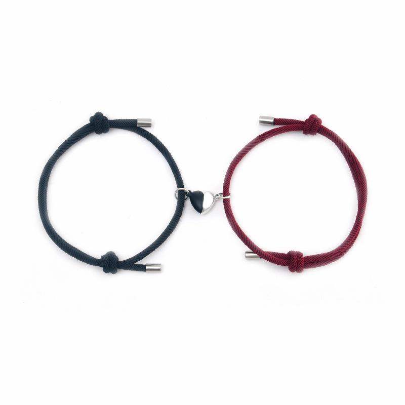 Love Magnet Couple Bracelets Set of 2 for Him and Her Braided Rope Friendship Jewelry