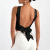 Summer European and American Women's Solid Color Fashion Sexy Backless Sleeveless Knotted Top