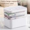 Портативный ящик для хранения лекарств, органайзер для таблеток, большая емкость, многослойный дизайн, прозрачный футляр для лекарств с ручкой