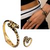 Стильный ювелирный набор с леопардовым узором Регулируемый открытый браслет и кольцо Аксессуары ручной работы для любителей моды