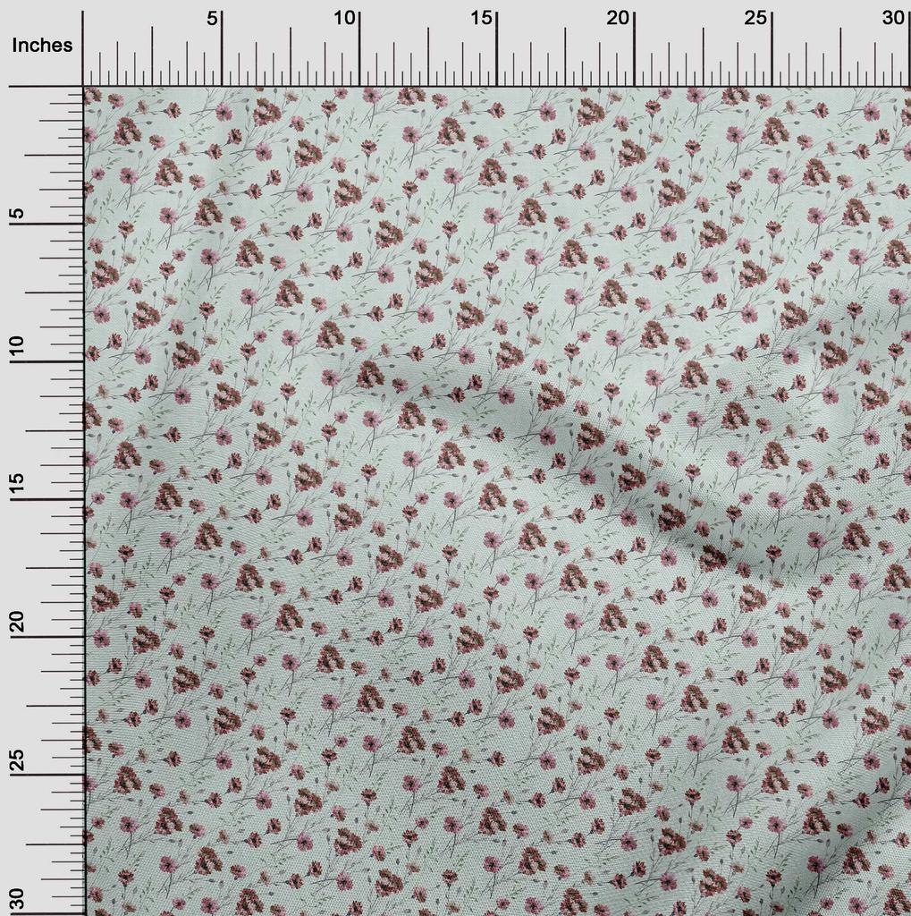 oneOone Ткань Cotton Flex Mint Green с акварельным цветочным принтом, ткань для платья, ярд, 40 дюймов