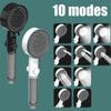 10 Mode Showerheads High Pressure Showerheads with Filter One Key Stop Water Saving Adjustable Sprayer Handheld Portable Shower Bathroom Accessories