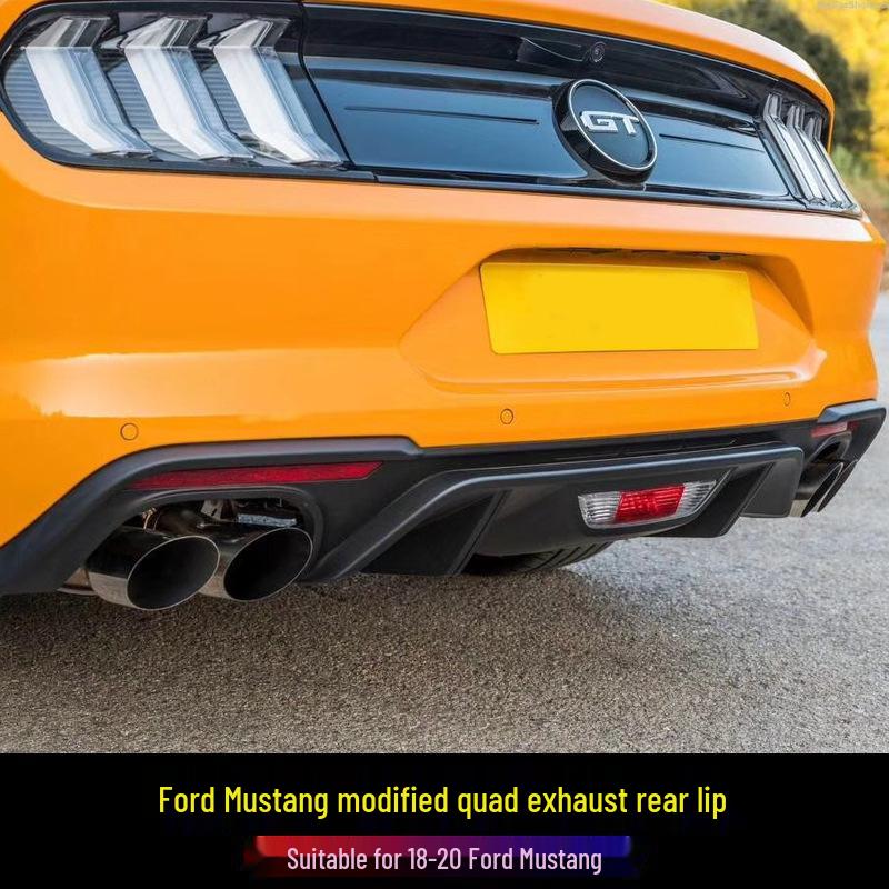 18-20 Ford Mustang Modified Quad Exhaust Rear Lip Small Body Kit Carbon Fiber Spoiler