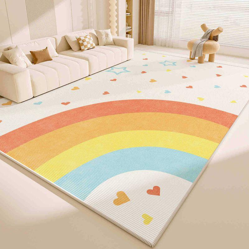 VIKAMA Cartoon Rainbow Carpet, Anti-Slip And Stain-Resistant Bedroom Decoration Carpet, Living Room Floor Mat, Home Decoration