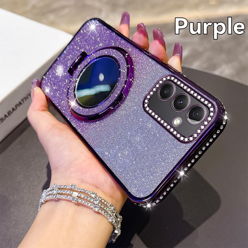 KEYSION Роскошный блестящий чехол с драгоценными камнями, магнитный чехол для телефона для Samsung Galaxy A54 5G A34 A24 A14, чехол-подставка с зеркалом для макияжа, противоударный чехол