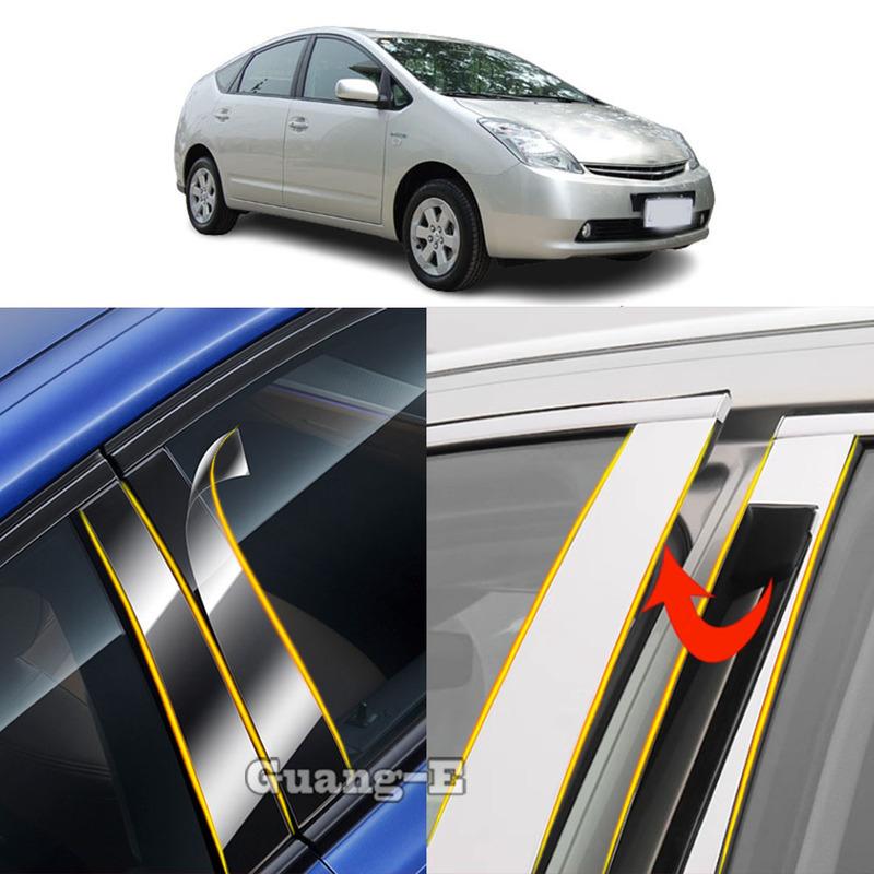 Автомобильные накладки на стойки кузова из ТПУ/глянцевого зеркала для Toyota Prius XW20 XW30 2005-2016 Накладки на двери, молдинги окон, наклейки, аксессуары 8 шт.