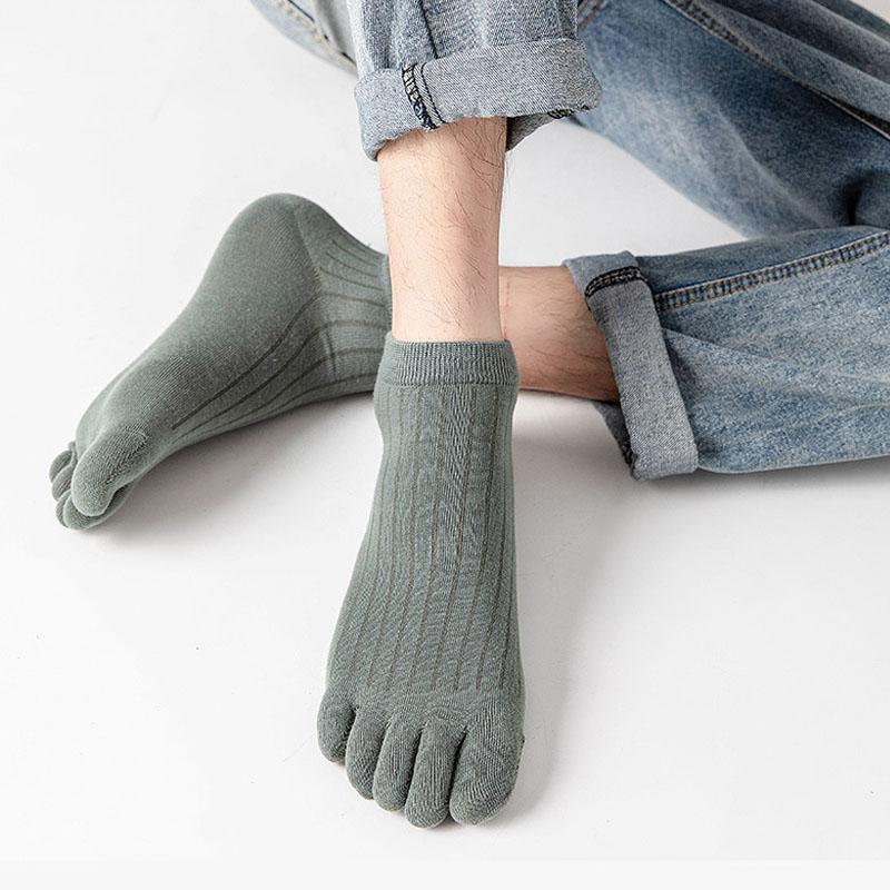 10 пар носков до щиколотки с пятью пальцами, мужские хлопковые полосатые однотонные дышащие впитывающие пот молодежные модные спортивные короткие носки для студентов