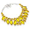 Lab Created Citrine Necklace 18" Adjustable Chain Silver Tone Gemstone Jewelry