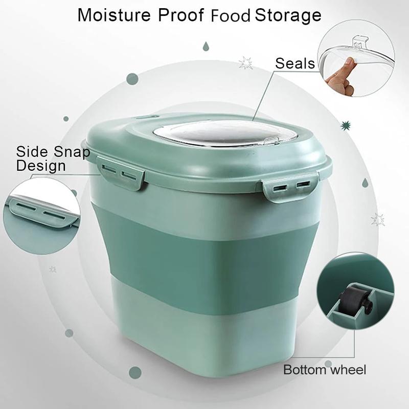 Foldable Pet Food Storage Containers, Large Capacity, Airtight, Dog, Cat, Dry Food Storage, Sealed Bucket, Pet Accessories