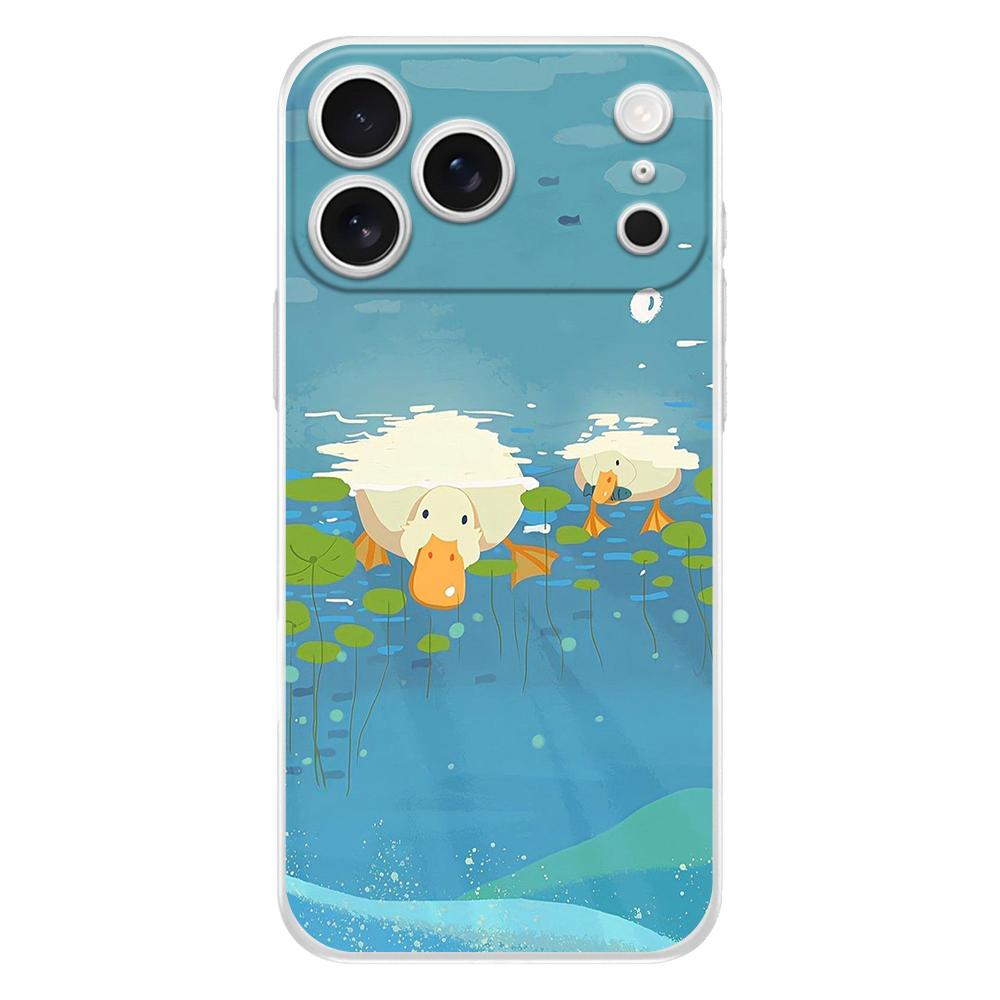 Мягкий прозрачный чехол из ТПУ для телефона iPhone 17 Air 16E 16 11 15 14 Pro MAX 12 13 7 8 Plus SE Пасхальный чехол Защита Смешная утка