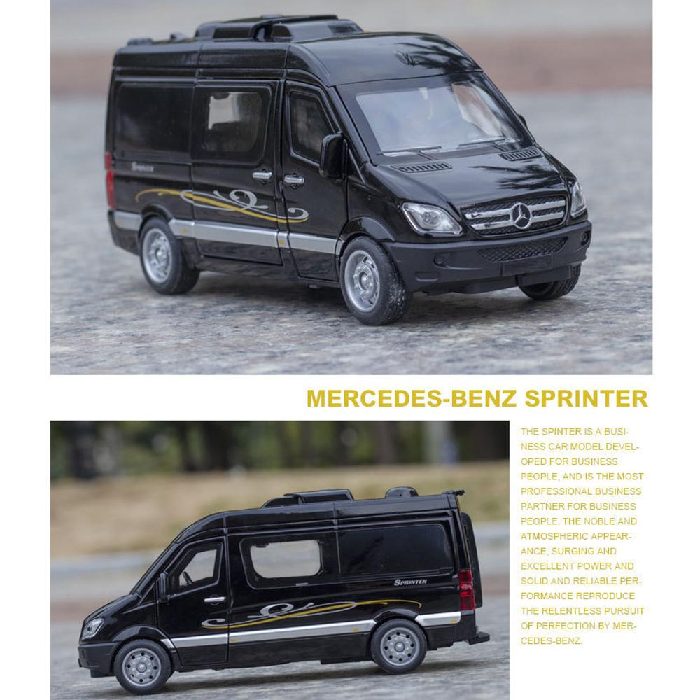 1/32 Scale Benz Sprinter MPV Diecast Car Model Toy, Pull Back Toy Vehicle with Sound and Light for Kids Toddler Boys Girls Gift Collection