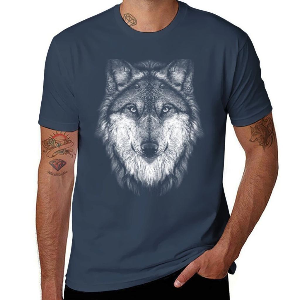 Wolf Face T-shirt Man Graphic T Shirt Man T Shirt Heavy Cotton T Shirt Man Casual T-shirt
