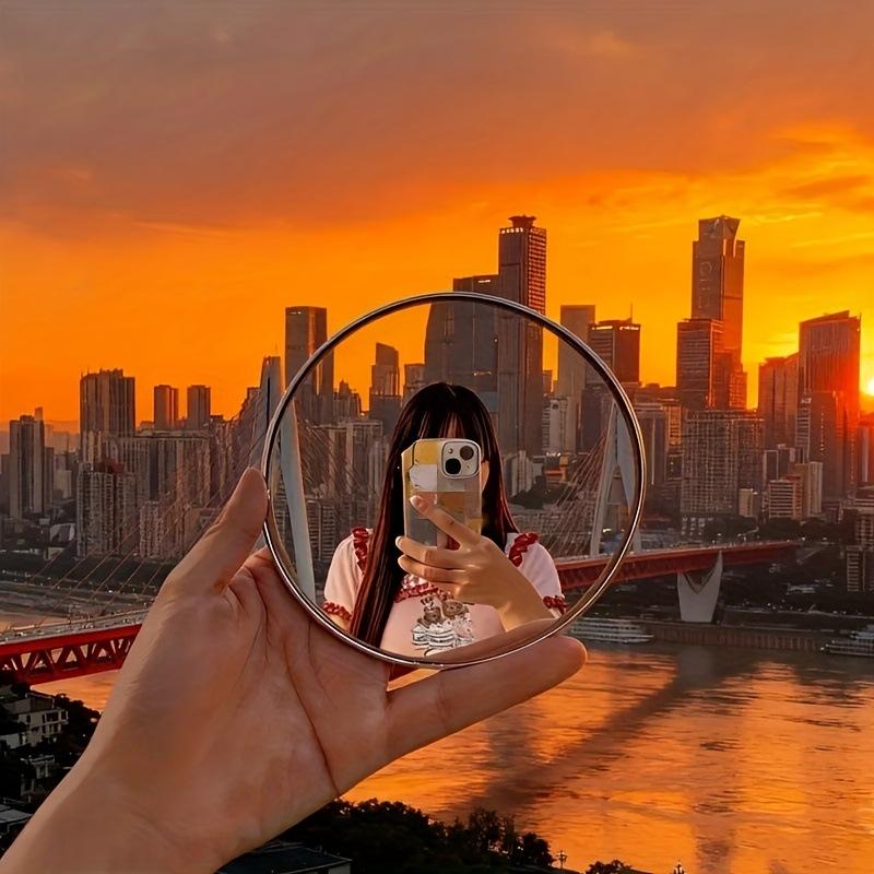 Round Convex Mirror Portable Handheld Makeup Mirror for Travel Purse Friendly Selfie Photo Prop for
