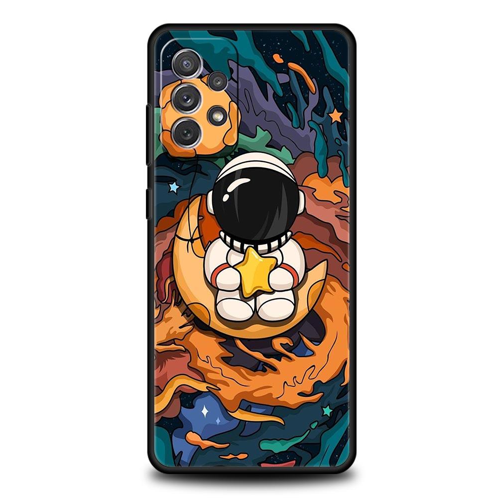 Cartoon Cute Cosmonaut Phone Case for Samsung Galaxy A55 A35 A17 A07 A15 A13 A25 A51 A71 A72 A73 A32 A52 A52S A41 Soft TPU Shell