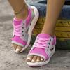 Large Size Summer New Fish Mouth Fly Weaving Casual Sports Sandals Lace-up Women's Beach Shoes