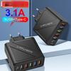 3.1A 6 портов USB зарядное устройство PD адаптер быстрой зарядки для iPhone 16 15 14 Xiaomi Samsung мобильный телефон штекер зарядное устройство QC 3.0 настенное зарядное устройство
