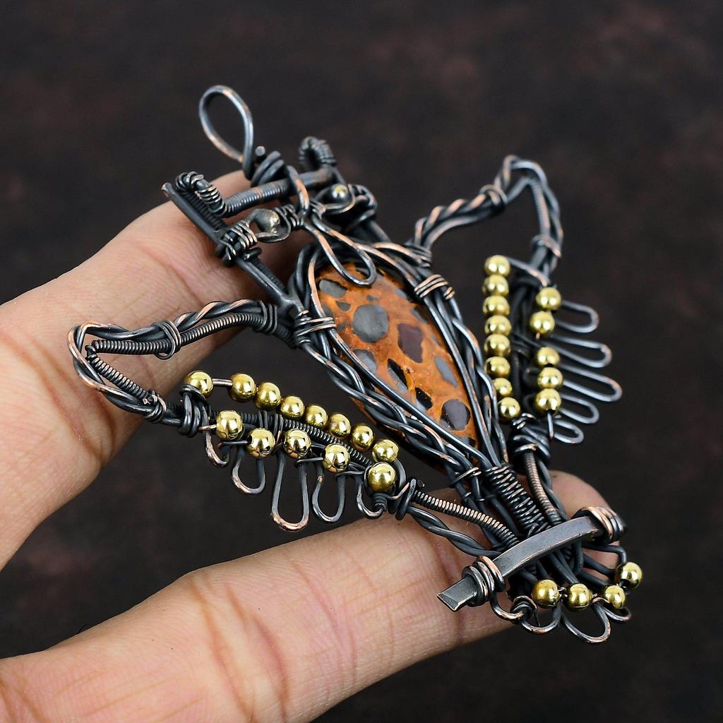 Подвеска из боксита, подвеска из медной проволоки, ювелирное изделие в виде совы, подвеска из драгоценных камней ручной работы, дизайнерские украшения из меди, подарок на годовщину, стильные подвески