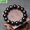 Лучший натуральный черный обсидиан браслет ювелирные изделия для женщин мужчин подарок хрустальные круглые бусины камень редкий драгоценный камень Aaaaa 12 мм 14 мм 16 мм