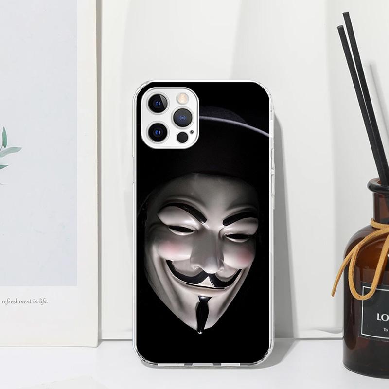 Анонимная маска V Чехол для телефона Для iPhone 17 Air 16 15 Plus 16E 14 Pro Max 13 Mini 12 11 7 8 SE Fundas Мягкая задняя крышка 17 Air 16 15