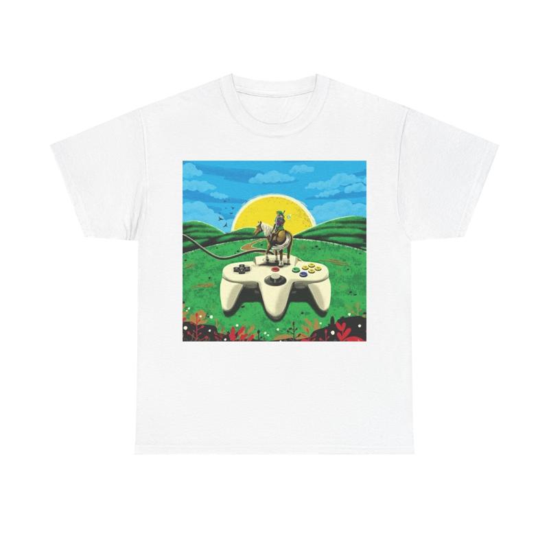 N64 Controller Gaming T Shirt Retro Gamer Painting Heavy Cotton