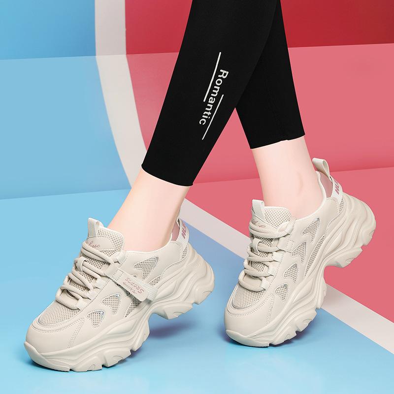 Весенняя толстая подошва, увеличивающая рост, женская повседневная обувь для папы, модная универсальная женская обувь, массивные кроссовки, повседневная вулканизированная обувь