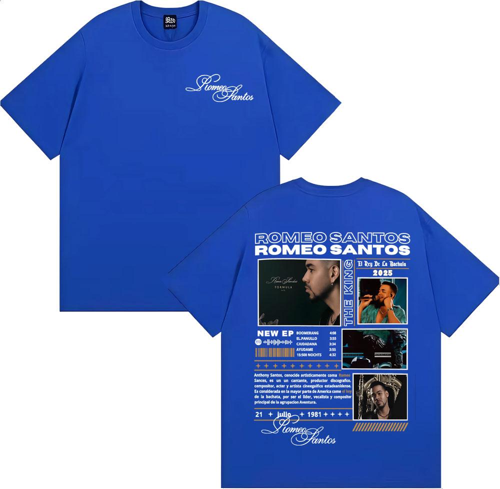 Rapper Romeo Santos The King Tormula Tour 2025 Graphic T Shirts Unisexs Clothing Fashion Hip Hop ONeck Cotton Tshirts Streetwear