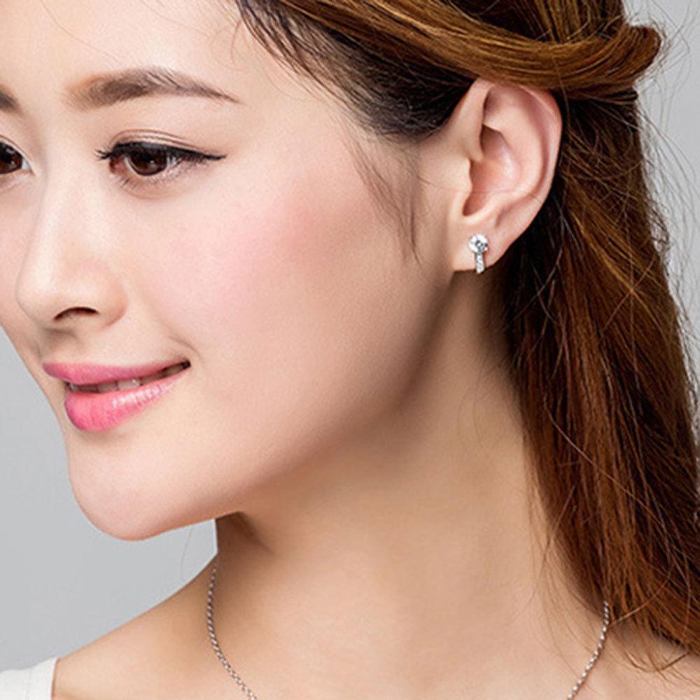925 Sterling Silver Simple Luxury Sparkling Zircon Earrings for Women Wedding Party Gifts Charm Jewelry