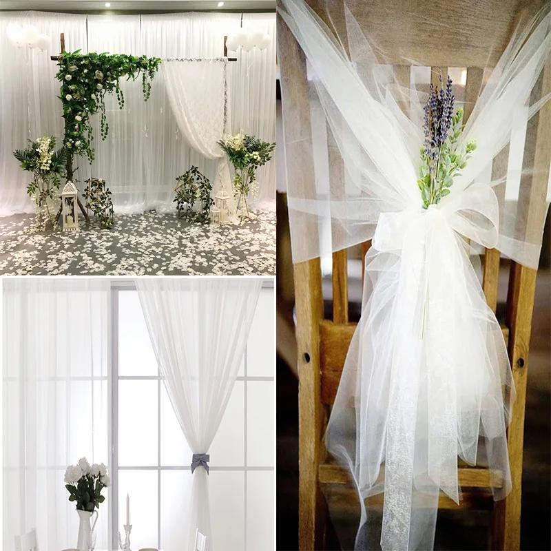 New 5/10m Wedding Decoration Tulle Roll Crystal Organza Sheer Fabric For Birthday Party Backdrop Wedding Chair Sashes Decor Yarn