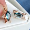 Cute Animal Small Fish Earrings Vintage Fashion Rose Gold Color Wedding Earrings Marquise Crystal Zircon Hoop Earrings For Women