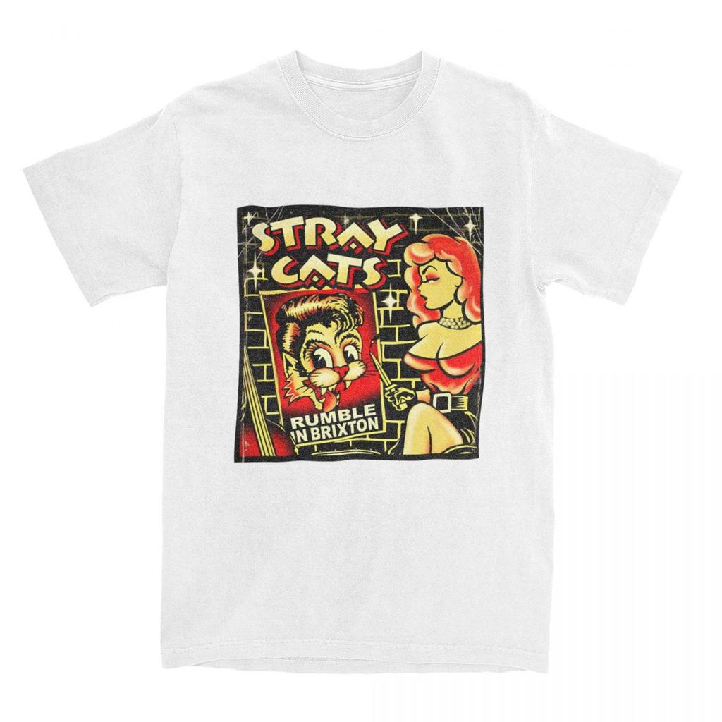 Мужская Женская Футболка Stray Cats Brian Setzer Футболки Популярная Винтажная Музыкальная Группа Летние Футболки Y2K Смешная Хлопковая Одежда Подарок