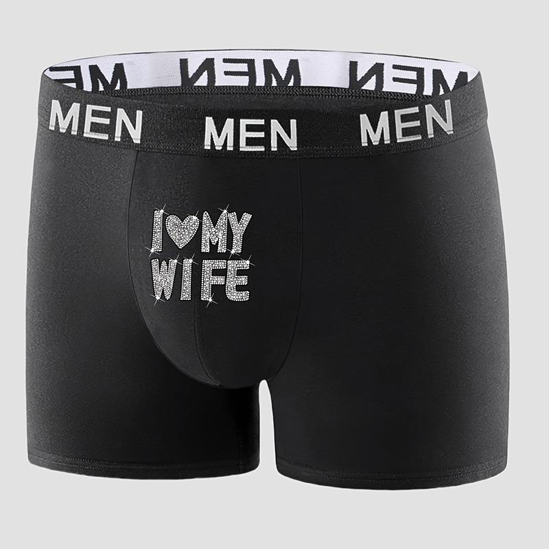 Varsbaby Men's I Love My Wife Print Fun Pattern Underwear