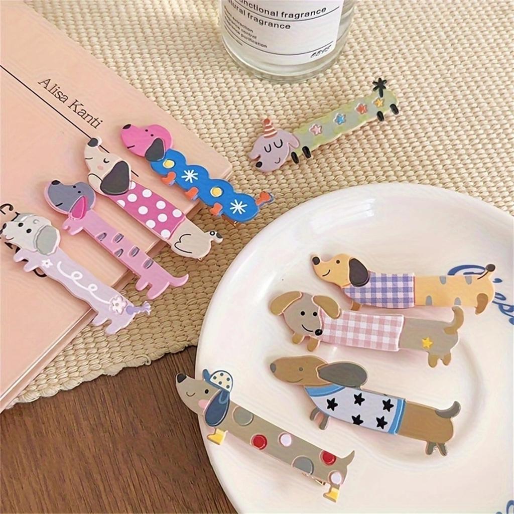 3pcs/set Puppy Cat Barrettes Acrylic Cute Animals Geometric Hair Clips Hairpin Side Pins Women Hair Accessories