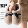 Плюшевые хлопковые тапочки осень и зима толстая подошва нескользящие, плюшевые теплые, не линяют модная пряжка ремня хлопковый моп