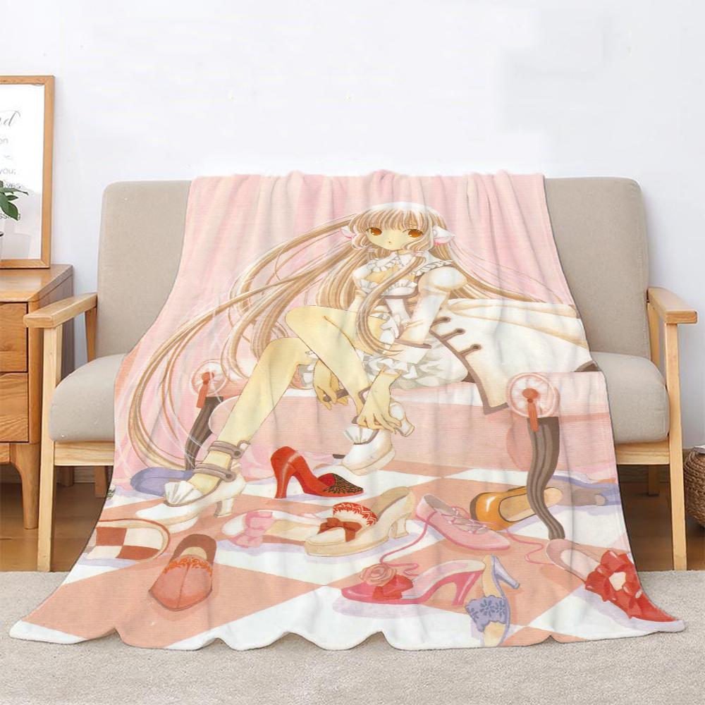 New Arrival Chobits Anime Warm Blankets for Cold Boho Blanket King Size Home Interior Beach Towel Fluffy Plaid Bed Throw Knee &