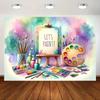 An Energetic Artistic Painting Background, with the Words "Let's paint!"DJH