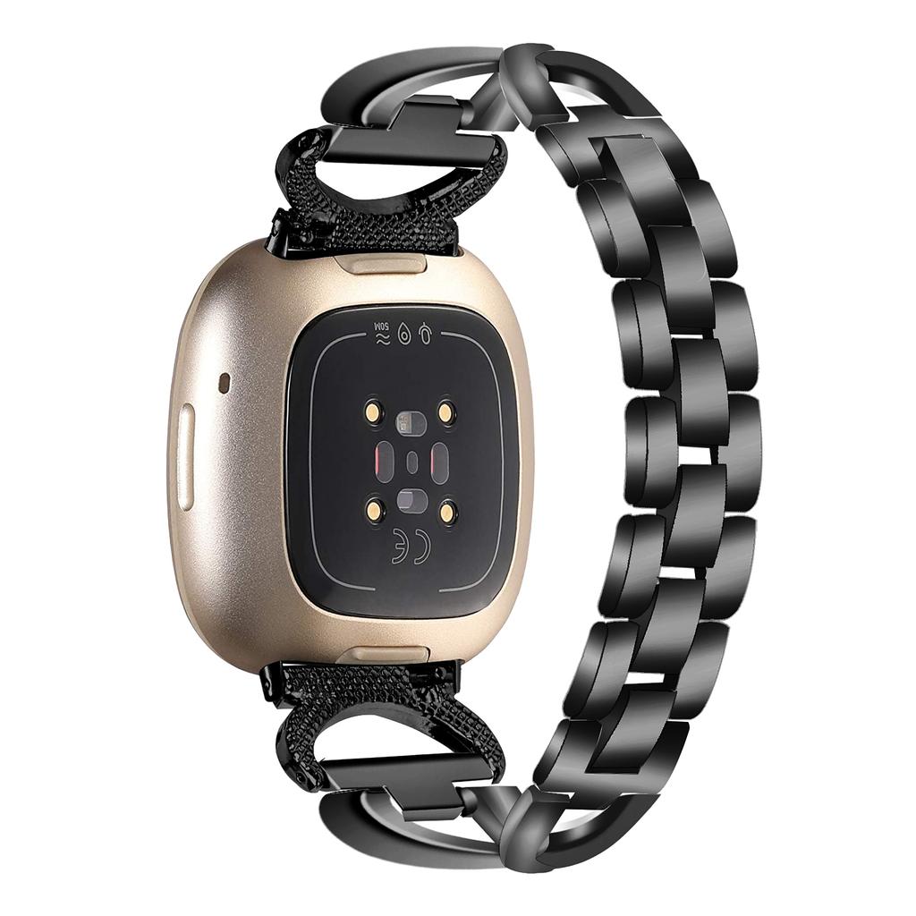 Alloy Watch Band for Fitbit Versa 3/Versa 4/Sense 2 ,Rhinestones Decor Strap Stylish Bling Bracelet