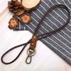 Holder Cowhide Genuine Leather Phone Neck Strap Wrist Neck Lanyard Work Card Holder Leather Lanyard