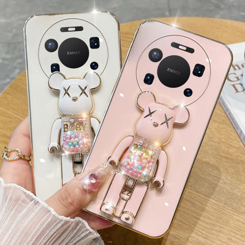 Чехол для Huawei Mate 80 Pro Мягкий Гальванизированный Песочные Часы Гранулы KWAS Мишка Силиконовый Ударопрочный Защитный Гладкий